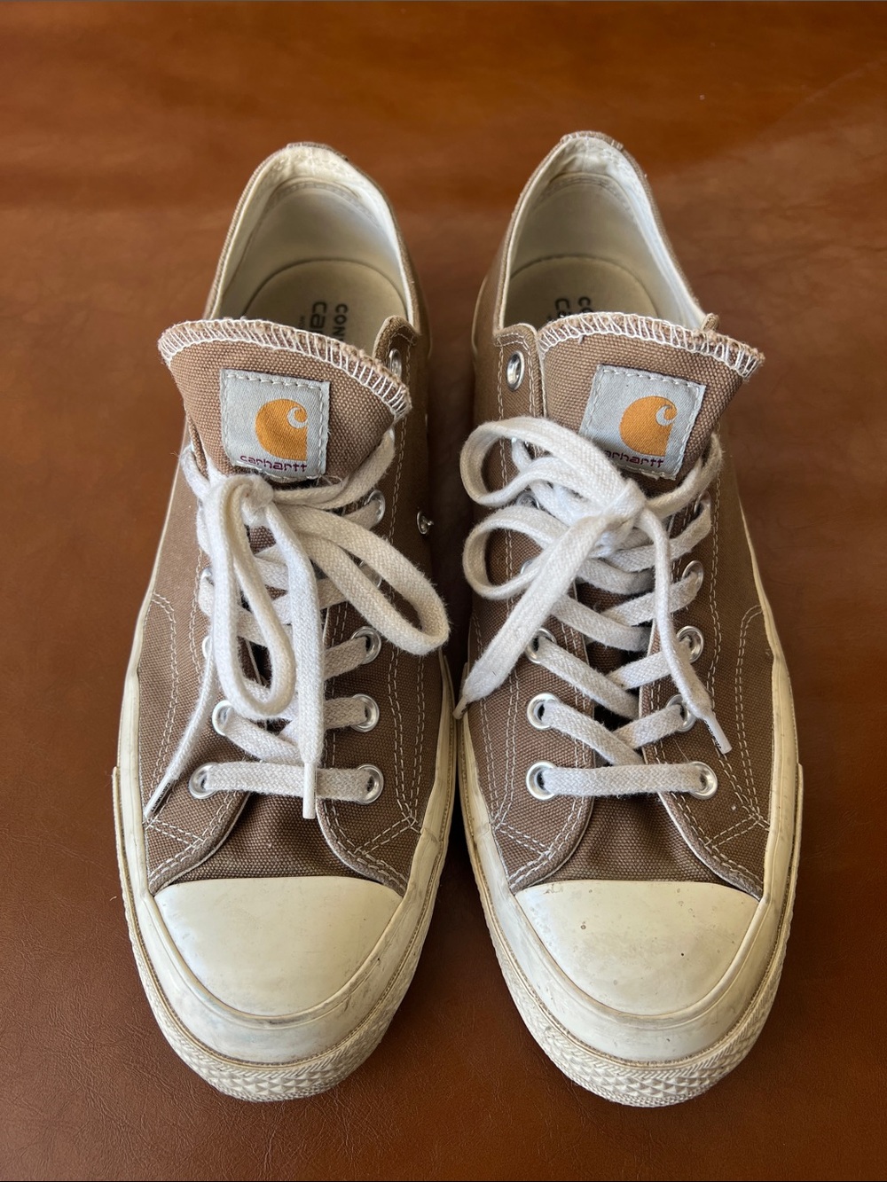 Carhartt Brown Canvas Low-Top Sneakers with White Accents